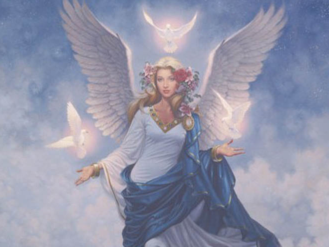 Ancient Babylonian goddess of an angel reading - Haniel