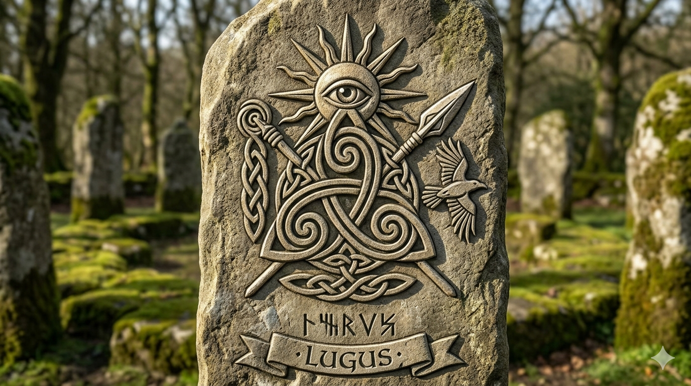 Sacred symbols on Lugh sometime seen in Celtic Oracle Cards.